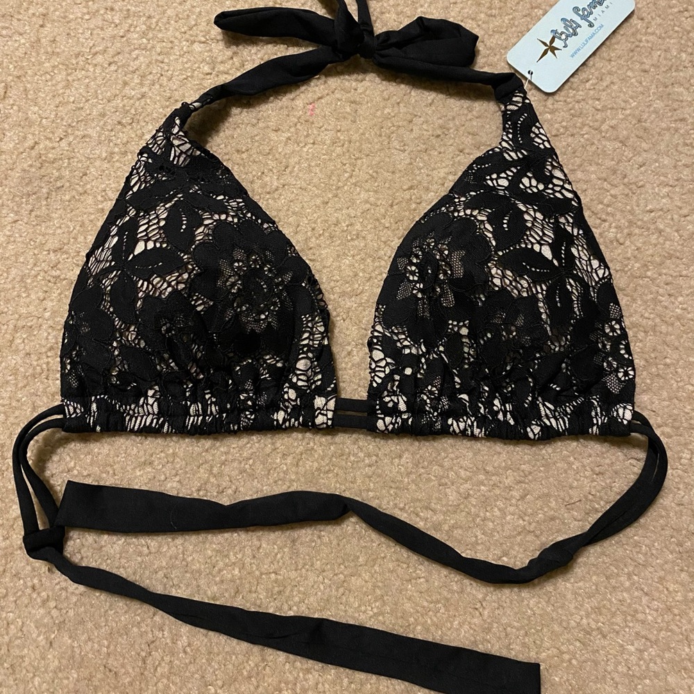 LuliFama lace floral triangle bikini top XL